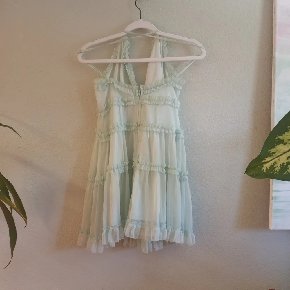 Windsor Ruffled Tiered Sweetheart Neckline Boho Garden Girl Pastel Mint Sundress